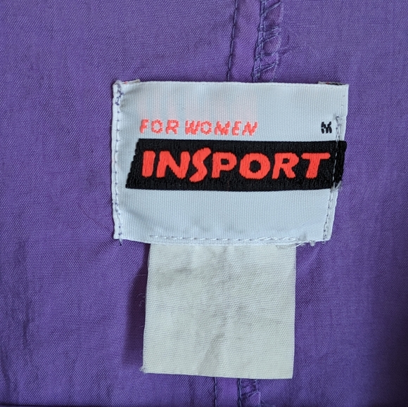 Vintage 90s InSport for Women Purple Neon Green Windbreaker Jacket Medium Hood - Picture 10 of 16